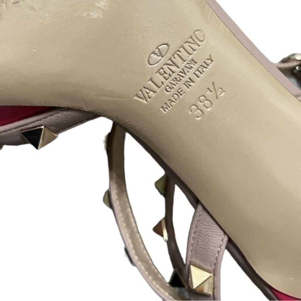 Valentino Garavani Caged Rockstud Fuchsia Pink Patent Leather Kitten Heels 38.5 - Picture 7 of 8